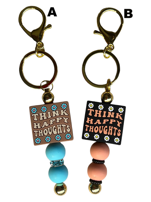 1 "Think Happy Thoughts" Beaded Keychain Bar