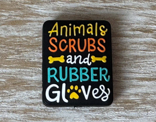 1 "Animals Scrubs & Rubber Gloves" Silicone Bead