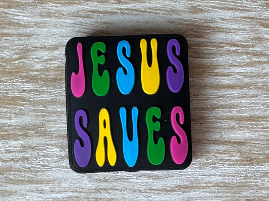 1 "Jesus Saves" Silicone Focal Bead