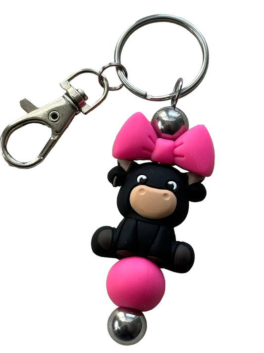 1 Goat with Bow Beaded Keychain