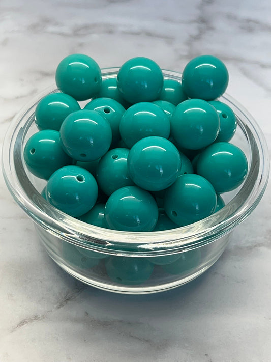 20MM Teal Solid Chunky Bubblegum Bead, Acrylic Bubblegum Bead, 10 Beads per order