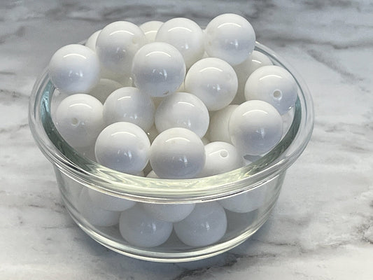 20MM White Solid Chunky Bubblegum Bead, Acrylic Bubblegum Bead, 10 Beads per order