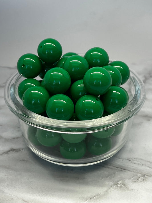 20MM Green Solid Chunky Bubblegum Bead, Acrylic Bubblegum Bead, 10 Beads per order