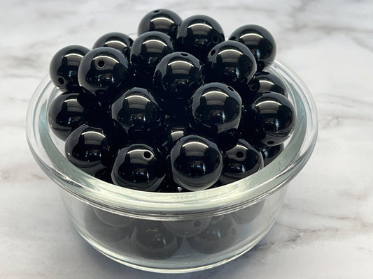 20MM Black Solid Chunky Bubblegum Bead, Acrylic Bubblegum Bead, 10 Beads per order