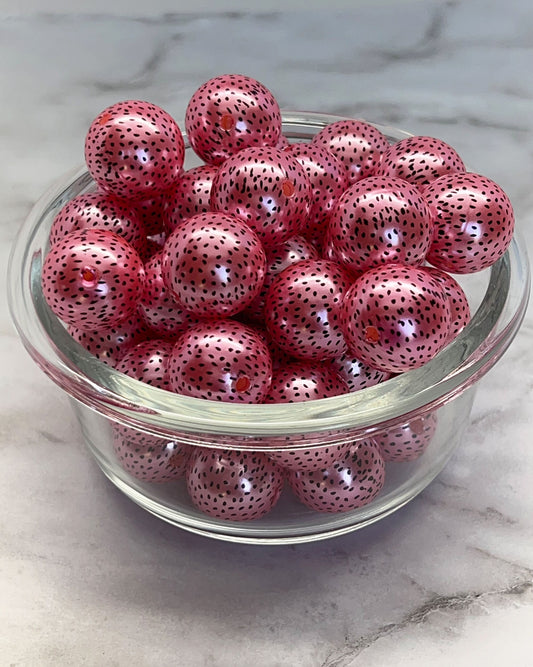 20MM Pink Watermelon Seed Chunky Bubblegum Bead, Acrylic Bubblegum Bead, 10 Beads per order