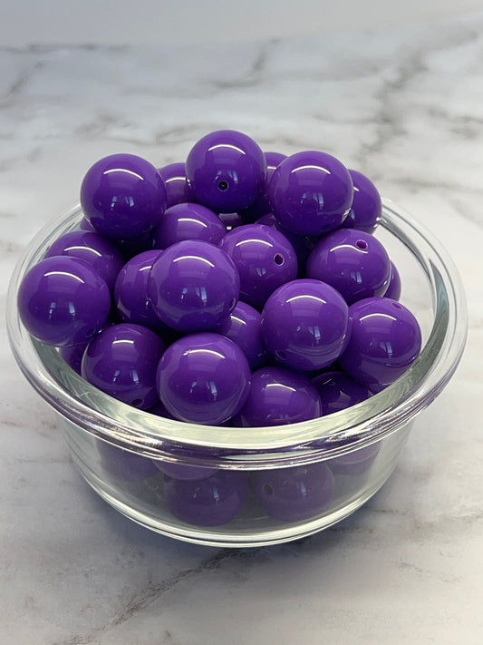 20MM Purple Solid Chunky Bubblegum Bead, Acrylic Bubblegum Bead, 10 Beads per order