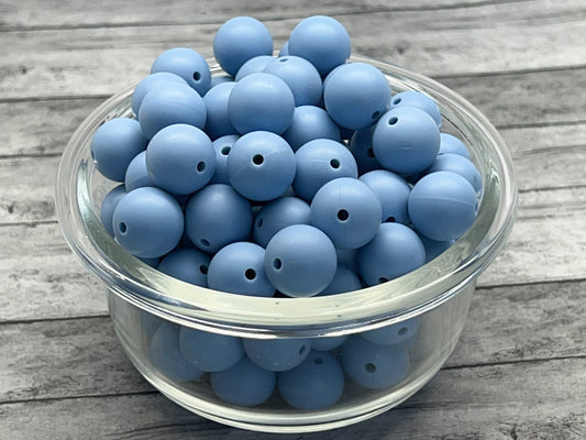 15mm Periwinkle Blue Silicone Bead, Powder Blue Silicone Bead, Silicone Beads, 10 Beads per order
