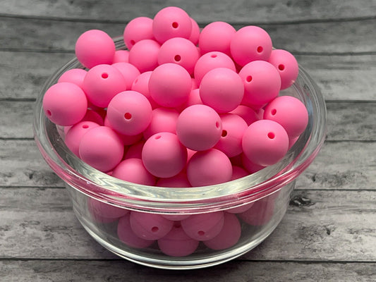 15mm Pink Silicone Bead, Pink Silicone Bead, Silicone Beads, 10 Beads per order