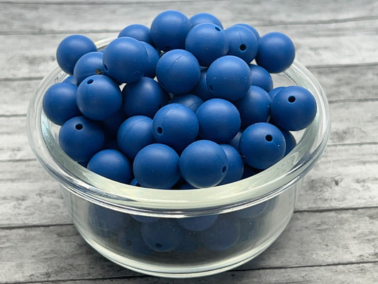 15mm Blue Silicone Bead, Blue Silicone Beads, Silicone Beads, 10 Beads per order