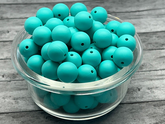 15mm Turquoise Silicone Bead, Turquoise Silicone Bead, Silicone Beads, 10 Beads per order