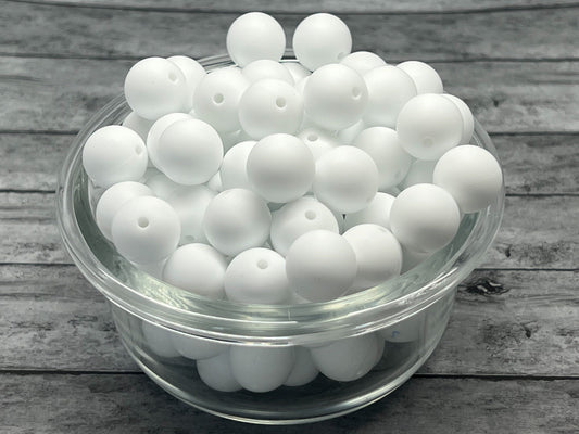 15mm White Silicone Bead, White Silicone Bead, Silicone Beads, 10 Beads per order