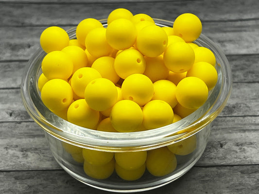 15mm Yellow Silicone Bead, Yellow Silicone Bead, Silicone Beads, 10 Beads per order