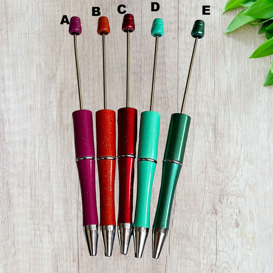 Beadable Pens, Plastic Shimmer Beadable Pens, DIY Beadable Pen, Lightweight Beadable Pen, Beading Pens, Pens, Plastic Pen